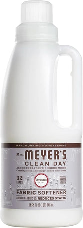 MRS. MEYER'S CLEAN DAY Liquid Fabric Softener, Infused with Essential Oils, Paraben Free, Lavender, 32 oz (32 Loads) | Softens and Freshens Laundry, Reduces Static, Up to 32 Loads per Bottle, Cruelty Free, Made with Essential Oils