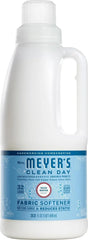 MRS. MEYER'S CLEAN DAY Liquid Fabric Softener, Rain Water, 32 fl oz | Softens and Freshens Laundry, Reduces Static, Up to 32 Loads per Bottle, Cruelty Free, Made with Essential Oils