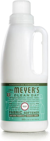 MRS. MEYER'S CLEAN DAY Liquid Fabric Softener, Infused with Essential Oils, Paraben Free, Basil, 32 oz (32 Loads)