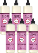 MRS. MEYER'S CLEAN DAY Liquid Dish Soap, Peony, 16 fl. oz - Pack of 6