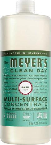 Mrs. MEYER'S CLEAN DAY Multi-Surface Everyday Concentrate, Basil Scent, 32 Fl Oz Bottle (Pack of 6)
