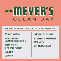 MRS. MEYER'S CLEAN DAY Liquid Hand Soap, Geranium, 12.5 fl oz | Moisturizing Liquid Hand Soap, Softens and Cleans Hands, Cruelty Free, Made with Essential Oils, Olive Oil, and Aloe Vera
