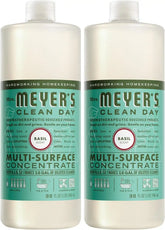 MRS. MEYER'S CLEAN DAY Multi-Surface Everyday Concentrate, Basil Scent, 32 Fl Oz Bottle (Pack of 2)