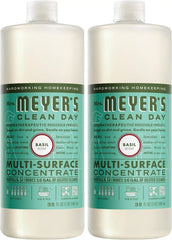 MRS. MEYER'S CLEAN DAY Multi-Surface Everyday Concentrate, Basil Scent, 32 Fl Oz Bottle (Pack of 2)