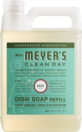 Mrs. MEYER'S CLEAN DAY Liquid Dish Soap Refill, Basil, 48 fl. oz (Pack of 6)
