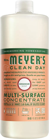 Mrs. MEYER'S CLEAN DAY Multi-Surface Everyday Concentrate, Geranium Scent, 32 Fl Oz Bottle (Pack of 6)