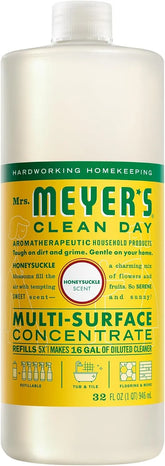 MRS. MEYER'S CLEAN DAY Multi-Surface Everyday Concentrate, Honeysuckle Scent, 32 Fl Oz Bottle | Dilute with Water for Powerful Cleaner, Makes Up to 16 Gallons per Bottle, Removes Dirt and Freshens Surfaces