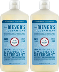 MRS. MEYER'S CLEAN DAY Ultra Concentrated Laundry Detergent,Rain Water Scent,24.3 fl oz,(Pack of 2)