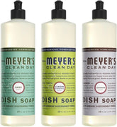 Mrs. MEYER'S Signature Scents 3-Piece Liquid Dish Soap Set Refreshing Lemon, Soothing Lavender, and Fresh Basil (16 oz Each)