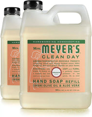 MRS. MEYER'S CLEAN DAY Hand Soap Refill, Made with Essential Oils, Geranium, 33 Fl. Oz - Pack Of 2