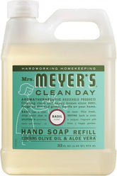 Mrs. Meyer's Clean Day, Hand Soap Refill, Made with Essential Oils, Basil, 33 Fl Oz | Moisturizing Liquid Hand Soap, Softens and Cleans Hands, Cruelty Free, Made with Essential Oils, Olive Oil, and Aloe Vera