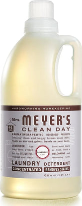 MRS. MEYER'S CLEAN DAY Laundry Detergent, Lavender, 64 fl oz | Brightens Colors, Removes Tough Stains, Up to 64 Loads a Bottle, Made with Essential Oils and Stain-Fighting Enzymes