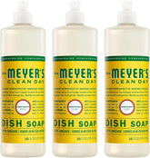 MRS. MEYER'S CLEAN DAY Liquid Dish Soap, Honeysuckle Scent, 16 Fl Oz Bottle - 3 Pack | Cuts Through Grease, Removes 48-Hour Stuck on Food, Cruelty Free, Made with Essential Oils and Aloe Vera Extract
