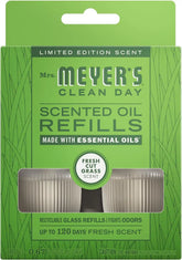 MRS. MEYER'S CLEAN DAY Premium Scented Oil, Fresh Cut Grass, 2 Refills | Air Freshener Refills for Home, 0.67oz Recyclable Glass Refills, Works with Mrs. Meyer's Plug In Diffuser (Sold Separately)