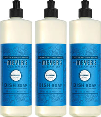 MRS. MEYER'S CLEAN DAY Liquid Dish Soap, Blueberry, 16 fl oz, 3 Pack | Cuts Through Grease, Removes 48-Hour Stuck on Food, Cruelty Free, Made with Essential Oils and Aloe Vera Extract