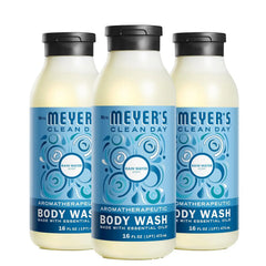 MRS. MEYER'S CLEAN DAY Moisturizing Body Wash for Women and Men, Shower Gel Formula Made with Essential Oils, Rain Water, 16 oz Bottle, Pack of 3