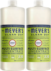 MRS. MEYER'S CLEAN DAY Multi-Surface Everyday Concentrate, Lemon Verbena Scent, 32 Fl Oz Bottle - 2 Pack | 32 oz, Dilute with Water for Powerful Cleaner, Makes Up to 16 Gallons per Bottle, Removes Dirt and Freshens Surfaces