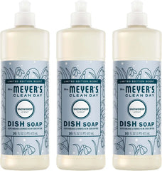 MRS. MEYER'S CLEAN DAY Liquid Dish Soap, Limited Edition Snowdrop, 16 Fl. Oz - Pack of 3 | Cuts Through Grease, Removes 48-Hour Stuck on Food, Cruelty Free, Made with Essential Oils and Aloe Vera Extract