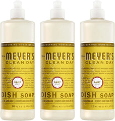MRS. MEYER'S CLEAN DAY Liquid Dish Soap, Daisy, 16 fl oz, 3 Pack | Cuts Through Grease, Removes 48-Hour Stuck on Food, Cruelty Free, Made with Essential Oils and Aloe Vera Extract