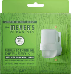 MRS. MEYER'S CLEAN DAY Scented Oil, Fresh Cut Grass, 1 Warmer and Refill | Freshens Home with Premium Scent, Plug-In, Diffuser & Air Freshener Kit, Recyclable Glass Refills, 67 fl oz Refill