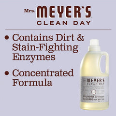 MRS. MEYER'S CLEAN DAY Laundry Detergent, Lavender, 64 fl oz, 2 Pack | Brightens Colors, Removes Tough Stains, Up to 64 Loads a Bottle, Made with Essential Oils and Stain-Fighting Enzymes