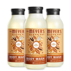 MRS. MEYER'S CLEAN DAY Moisturizing Body Wash for Women and Men, Shower Gel Formula Made with Essential Oils, Oat Blossom, 16 oz Bottle, Pack of 3