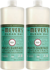 MRS. MEYER'S CLEAN DAY Multi-Surface Everyday Concentrate, Basil Scent, 32 Fl Oz Bottle - 2 Pack | Dilute with Water for Powerful Cleaner, Makes Up to 16 Gallons per Bottle, Removes Dirt and Freshens Surfaces