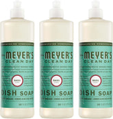 MRS. MEYER'S CLEAN DAY Liquid Dish Soap, Basil Scent, 16 Fl Oz Bottle - 3 Pack | Cuts Through Grease, Removes 48-Hour Stuck on Food, Cruelty Free, Made with Essential Oils and Aloe Vera Extract