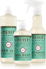 MRS. MEYER'S CLEAN DAY Kitchen Basics Set, Basil Scent Cleaning Supplies includes Hand Soap (12.5 Fl Oz), Dish Soap (16 Fl Oz) and Multi-Surface Cleaner (16 Fl Oz)