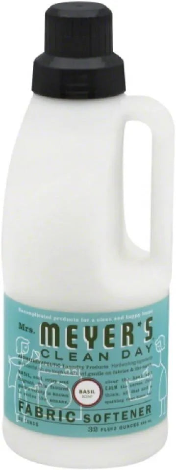MRS. MEYER'S CLEAN DAY Liquid Fabric Softener, Basil, 32 fl oz, 6 Pack | Softens and Freshens Laundry, Reduces Static, Up to 32 Loads per Bottle, Cruelty Free, Made with Essential Oils