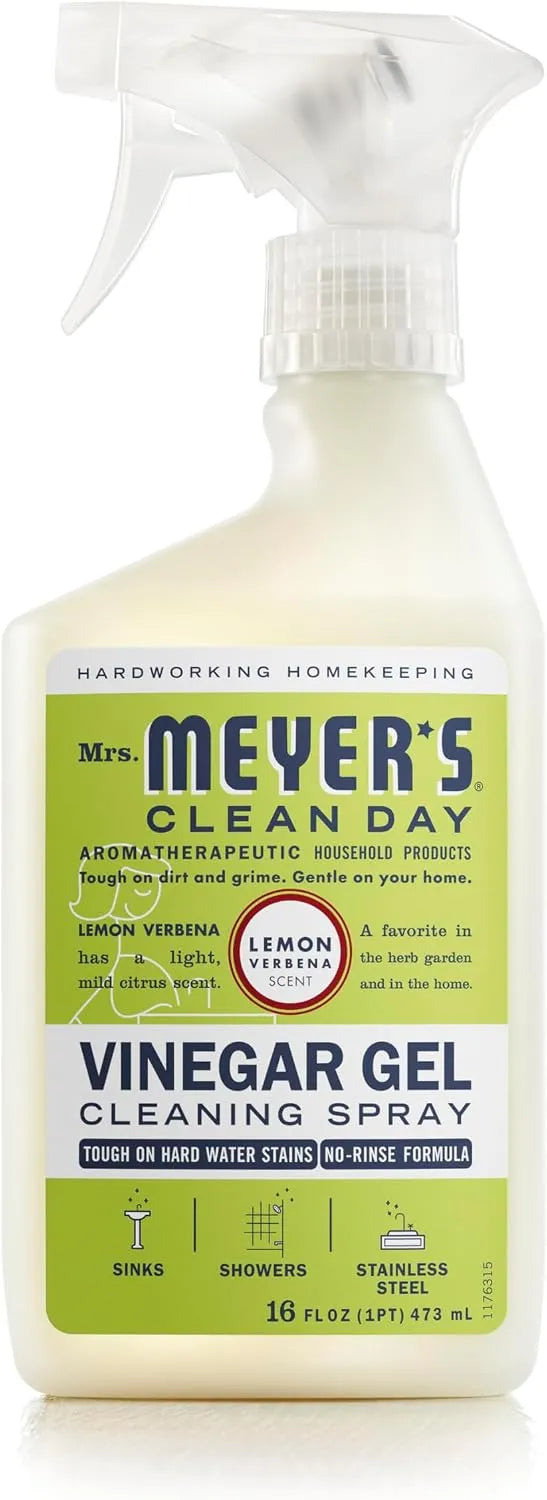 MRS. MEYER'S CLEAN DAY Vinegar Gel Cleaning Spray, Lemon Verbena, 16 fl oz | Breaks Down Grime, Lifts Dirt from Surfaces, Bathroom Use, No-Rinse Formula