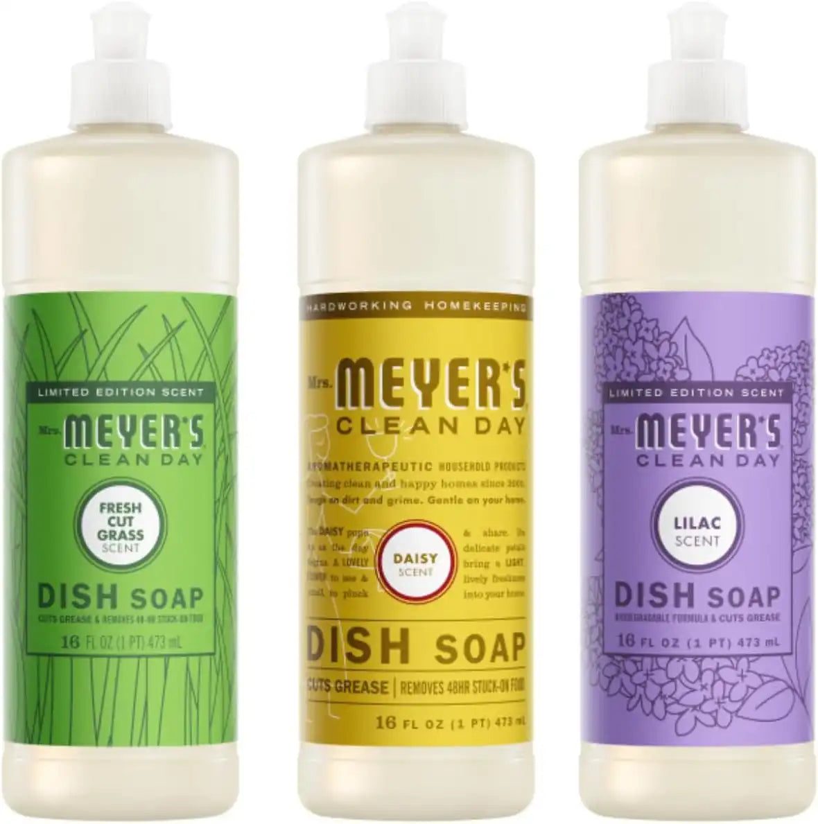 Mrs. MEYER'S CLEAN DAY Dish Soap Bundle (Lilac + Daisy + Fresh Cut Grass)