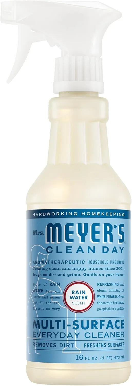 MRS. MEYER'S CLEAN DAY Multi-Surface Cleaner, Rain Water, 16 fl oz | Removes Dirt and Freshens Surfaces, Everyday Use, All-Purpose Cleaner, Cruelty Free, Made with Essential Oils