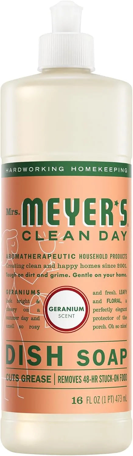 MRS. MEYER'S CLEAN DAY Liquid Dish Soap, Geranium, 16 Fl. Oz