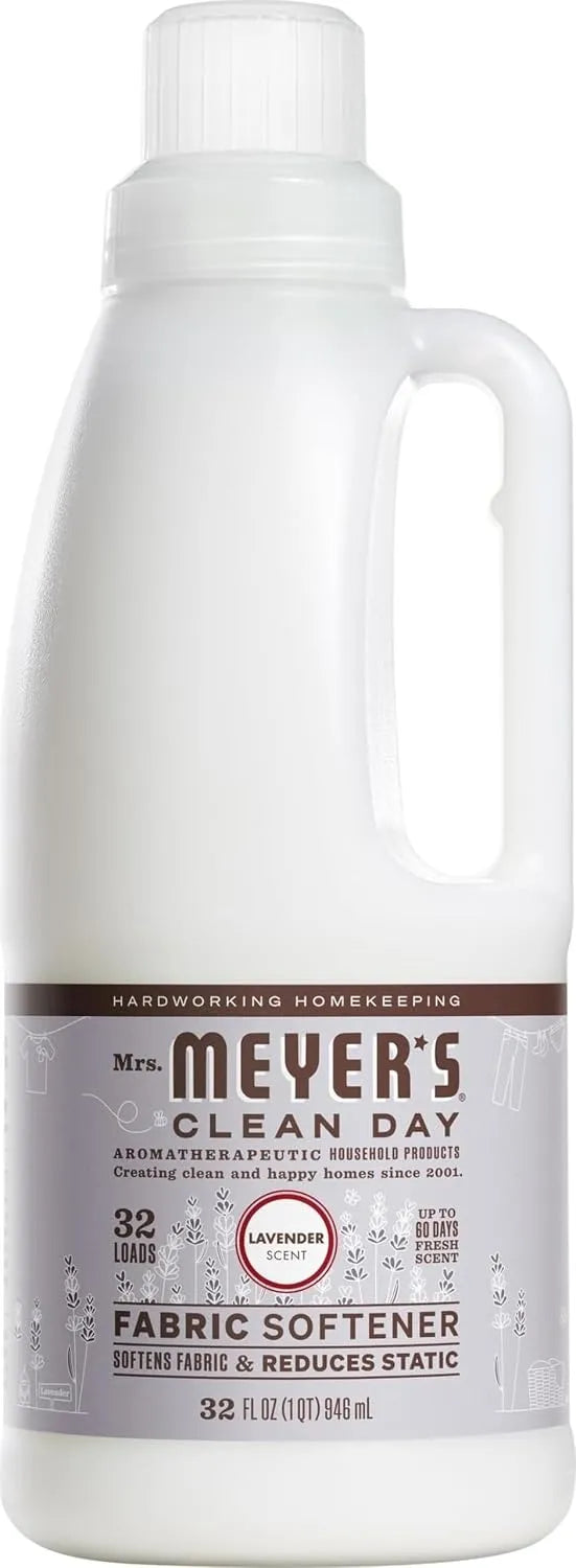MRS. MEYER'S CLEAN DAY Liquid Fabric Softener, Infused with Essential Oils, Paraben Free, Lavender, 32 oz (32 Loads) | Softens and Freshens Laundry, Reduces Static, Up to 32 Loads per Bottle, Cruelty Free, Made with Essential Oils