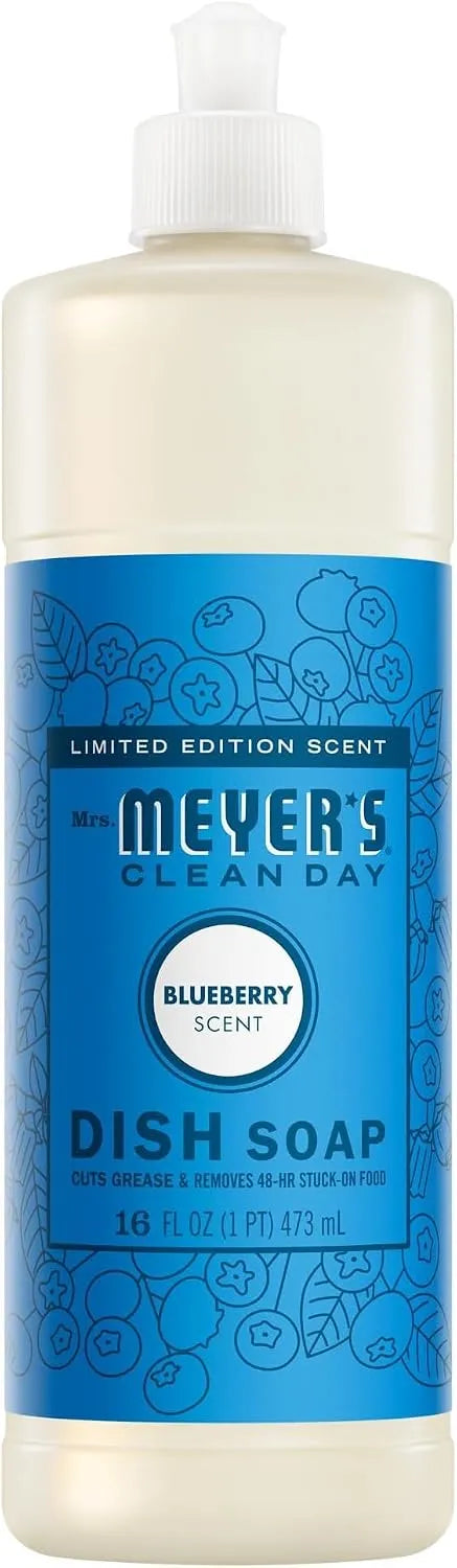 Mrs. MEYER'S CLEAN DAY Liquid Dish Soap, Blueberry Scent, 16 Fl Oz Bottle (Pack of 6)