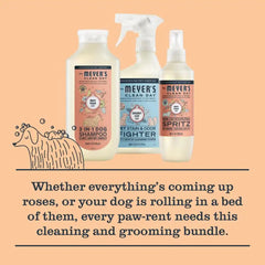 MRS. MEYER'S CLEAN DAY Dog Care Kit, White Peach and Coconut Leaf | Includes 3in1 Dog Shampoo - White Peach, Dog Deodorizing Spritz - White Peach and Pet Stain & Odor Fighter - Coconut Leaf