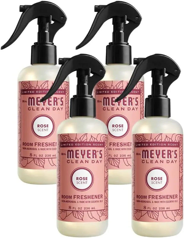 Mrs. Meyer’s Clean Day Room Freshener Spray, Rose Scent, Limited Edition Scent, Contains Essential Oils 8 Fl Oz (Pack of 4)