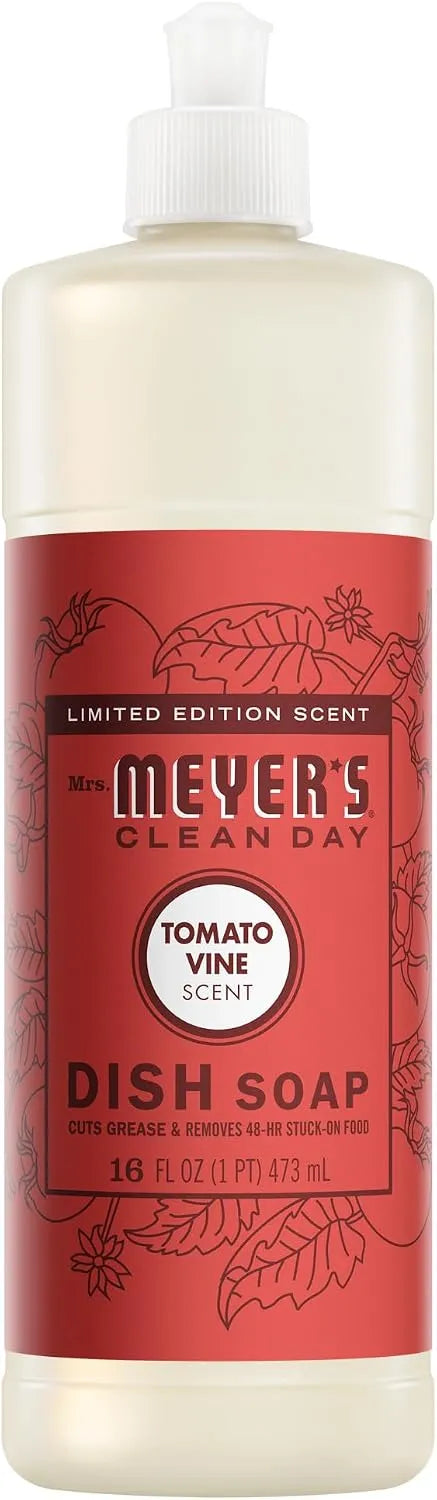MRS. MEYER'S CLEAN DAY Liquid Dish Soap, Tomato Vine Scent, 16 Ounce Bottle