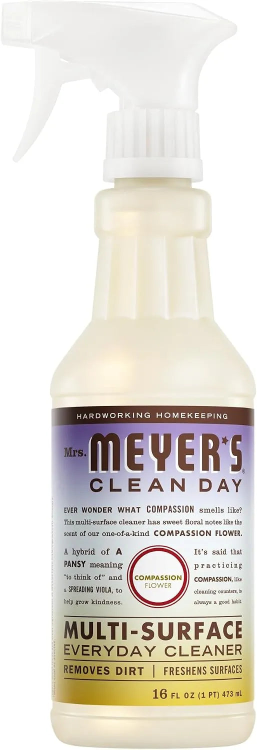 MRS. MEYER'S CLEAN DAY Multi-Surface Cleaner, Compassion Flower, 16 fl oz | Removes Dirt and Freshens Surfaces, Everyday Use, All-Purpose Cleaner, Cruelty Free, Made with Essential Oils