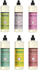Mrs. MEYER'S Liquid Dish Soap 6 Scent Bundle, 1 Lemon Verbena, 1 Lavender, 1 Basil, 1 Honeysuckle, 1 Peony, 1 Rosemary, 16 FL OZ Each (Variety Pack)