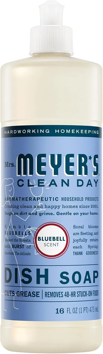 MRS. MEYER'S CLEAN DAY Liquid Dish Soap, Bluebell Scent, 16 Fl Oz Bottle