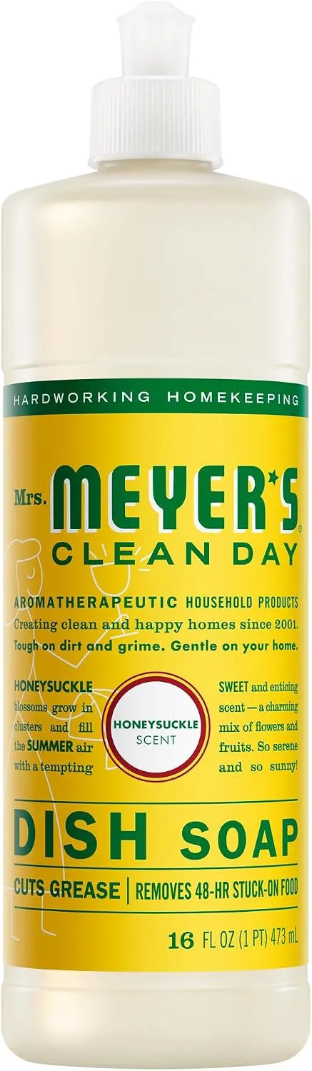 MRS. MEYER'S CLEAN DAY Liquid Dish Soap, Honeysuckle Scent, 16 Fl Oz Bottle