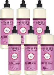 MRS. MEYER'S CLEAN DAY Liquid Dish Soap, Peony, 16 fl. oz - Pack of 6