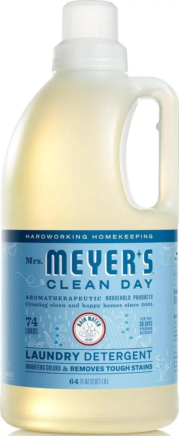 MRS. MEYER'S CLEAN DAY Laundry Detergent, Rain Water Scent, 64 Ounce Bottle