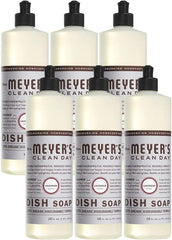 MRS. MEYER'S CLEAN DAY Liquid Dish Soap, Lavender, 16 fl oz, 6 Pack | Cuts Through Grease, Removes 48-Hour Stuck on Food, Cruelty Free, Made with Essential Oils and Aloe Vera Extract