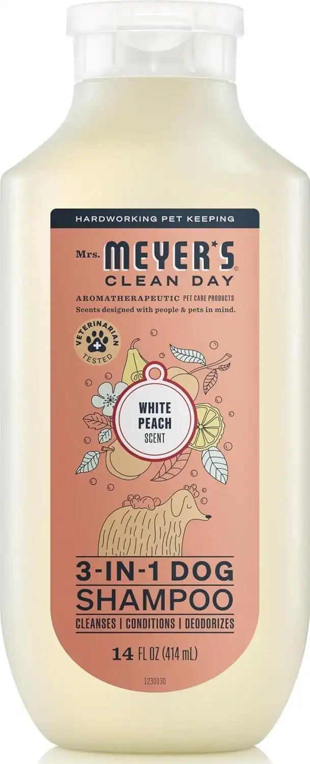MRS. MEYER'S Clean Day 3 in 1 Dog Shampoo, White Peach Scent, 14oz
