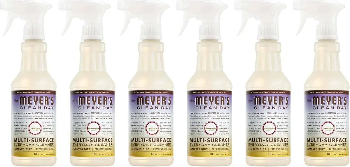 Mrs. MEYER'S CLEAN DAY Multi-Surface Everyday Cleaner, Compassion Flower Scent, 16 Fl Oz Bottle (Pack of 6)