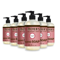 MRS. MEYER'S CLEAN DAY Hand Soap, Made with Essential Oils, Rosemary, 12.5 fl. oz - Pack of 6 | Moisturizing Liquid Hand Soap, Softens and Cleans Hands, Cruelty Free, Made with Essential Oils, Olive Oil, and Aloe Vera