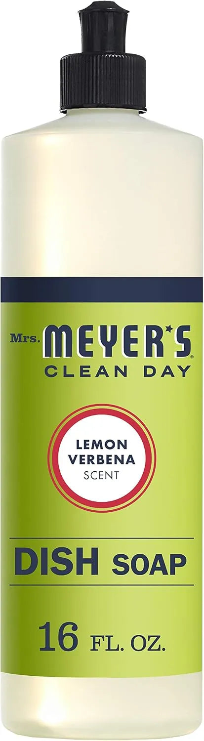 Mrs. MEYER'S Clean Day Liquid Dish Soap, Cruelty Free and Non-Toxic, Lemon Verbena Scent, 16 oz- Pack of 6